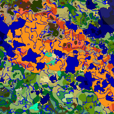 Predicted biome map of Java 1.20 seed -5156030787885516714 around estimated spawn
