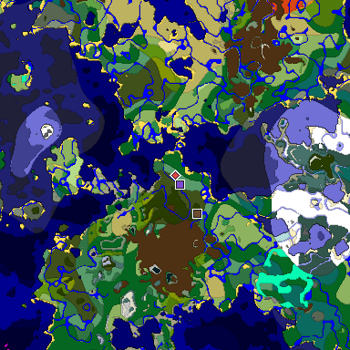 Predicted biome map of Java 1.20 seed -6610470510927997839 around estimated spawn