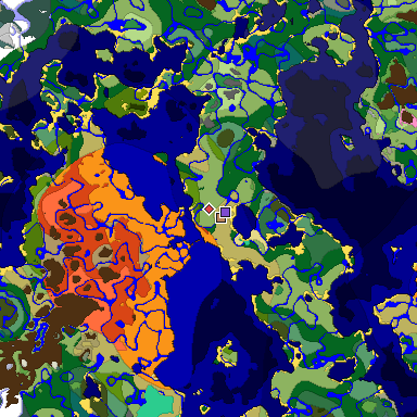 Predicted biome map of Java 1.20 seed -3787115662947507786 around estimated spawn