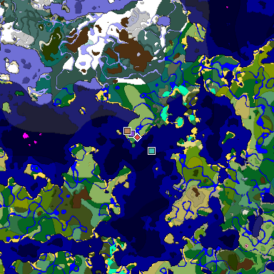 Predicted biome map of Java 1.20 seed -2706198709490224505 around estimated spawn