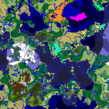 Predicted biome map of Java 1.20 seed 8120997545448205293 around estimated spawn
