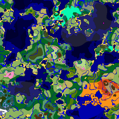 Predicted biome map of Java 1.20 seed -4234820698462878766 around estimated spawn