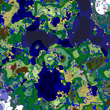 Predicted biome map of Java 1.20 seed 7041613293672952132 around estimated spawn