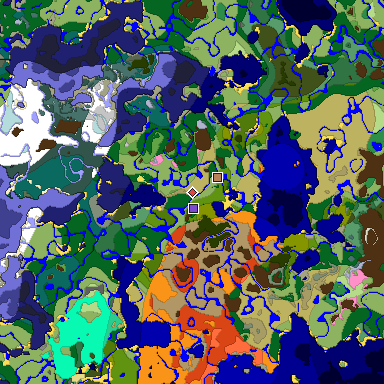 Predicted biome map of Java 1.20 seed 8223697696359149931 around estimated spawn