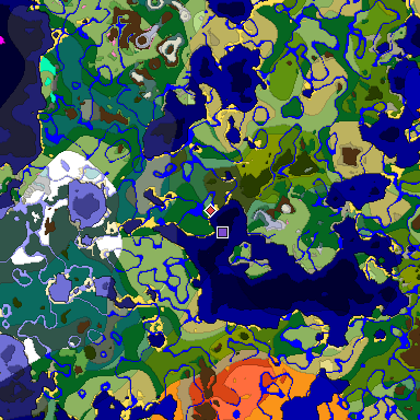 Predicted biome map of Java 1.20 seed -1112655878831829998 around estimated spawn
