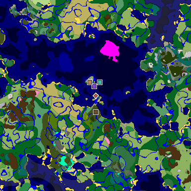 Predicted biome map of Java 1.20 seed 2275628435413167997 around estimated spawn