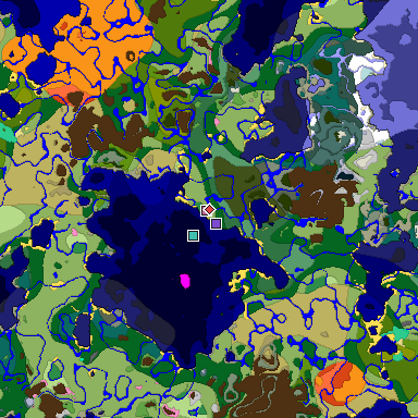 Predicted biome map of Java 1.20 seed -6547487077385229031 around estimated spawn