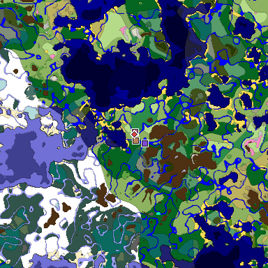 Predicted biome map of Java 1.20 seed 1836318972616196475 around estimated spawn
