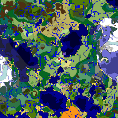 Predicted biome map of Java 1.20 seed -4483251691079463746 around estimated spawn