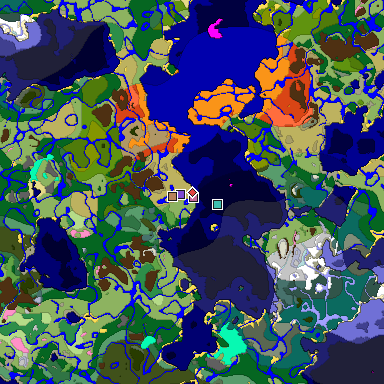 Predicted biome map of Java 1.20 seed -5342944437129313496 around estimated spawn