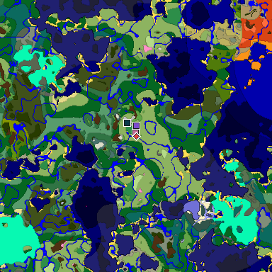 Predicted biome map of Java 1.20 seed 1787282661937230368 around estimated spawn