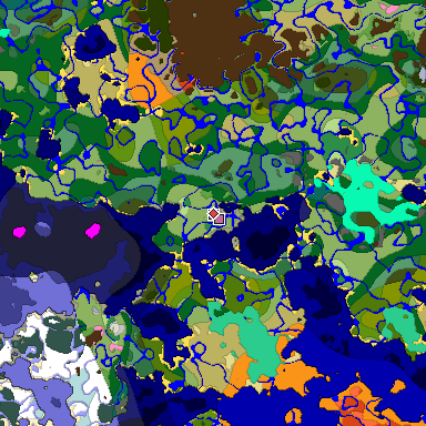 Predicted biome map of Java 1.20 seed -6649758388508179517 around estimated spawn