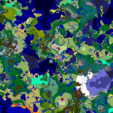 Predicted biome map of Java 1.20 seed 6472439370295937550 around estimated spawn
