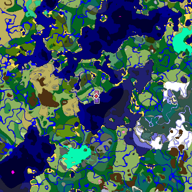 Predicted biome map of Java 1.20 seed 8190957917907449035 around estimated spawn