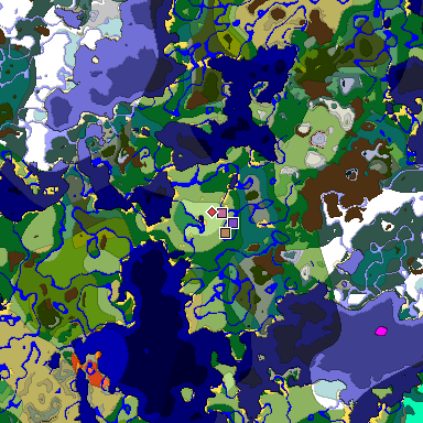 Predicted biome map of Java 1.20 seed -9089594441387880266 around estimated spawn