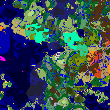 Predicted biome map of Java 1.20 seed 3485989064800212259 around estimated spawn