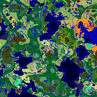 Predicted biome map of Java 1.20 seed -7633326160396976356 around estimated spawn