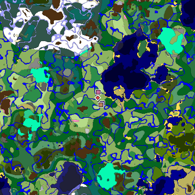 Predicted biome map of Java 1.20 seed -113630805271127112 around estimated spawn