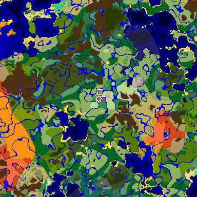 Predicted biome map of Java 1.20 seed 7431069620865295151 around estimated spawn