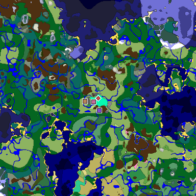 Predicted biome map of Java 1.20 seed -6421362990316964552 around estimated spawn