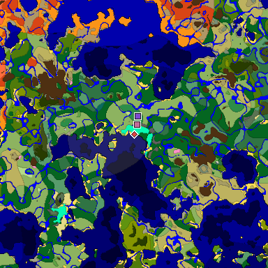 Predicted biome map of Java 1.20 seed 1347750995753657396 around estimated spawn
