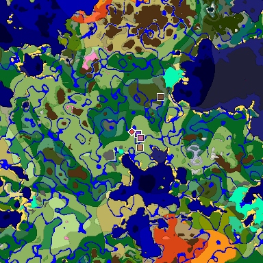 Predicted biome map of Java 1.20 seed -4072362525441923829 around estimated spawn