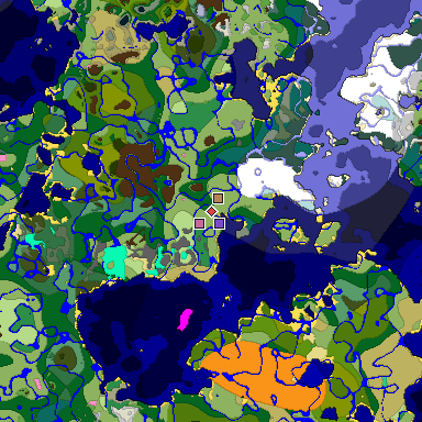 Predicted biome map of Java 1.20 seed -8409890726049184615 around estimated spawn