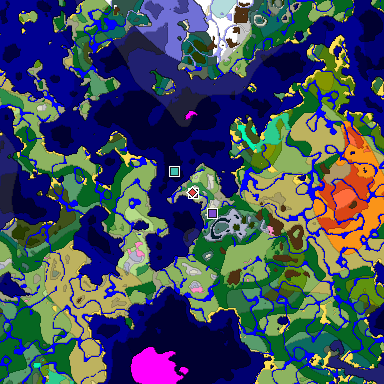 Predicted biome map of Java 1.20 seed 3705221348875876583 around estimated spawn