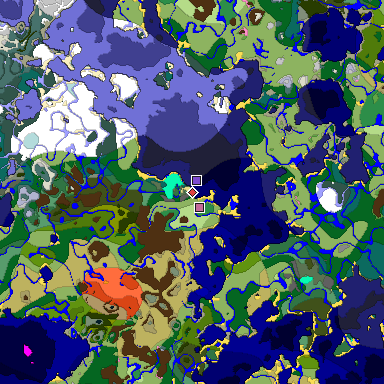 Predicted biome map of Java 1.20 seed -7898203413199362111 around estimated spawn