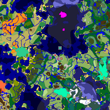 Predicted biome map of Java 1.20 seed 1635572631573336200 around estimated spawn