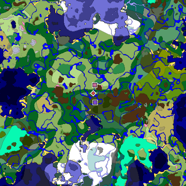 Predicted biome map of Java 1.20 seed 1214808511731446115 around estimated spawn