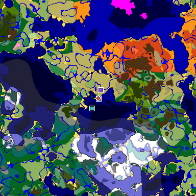 Predicted biome map of Java 1.20 seed -1557357099305813137 around estimated spawn