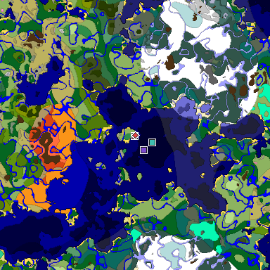 Predicted biome map of Java 1.20 seed 6680321211809429837 around estimated spawn