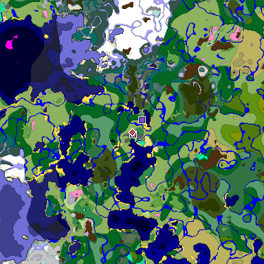 Predicted biome map of Java 1.20 seed 2126947898796198799 around estimated spawn