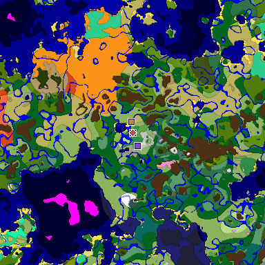 Predicted biome map of Java 1.20 seed 6323042991839481671 around estimated spawn
