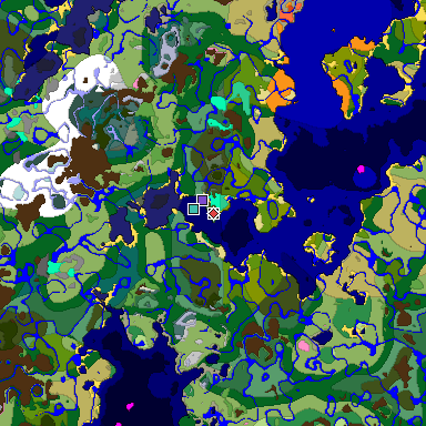 Predicted biome map of Java 1.20 seed 4120057935085170504 around estimated spawn