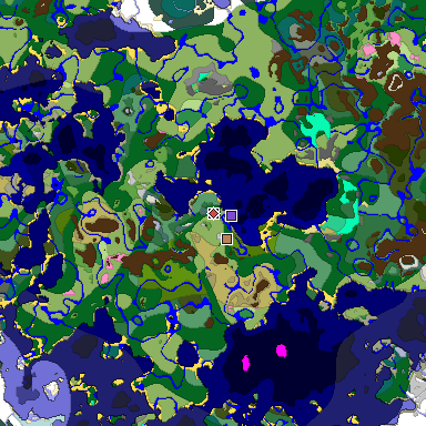 Predicted biome map of Java 1.20 seed 5186045365064540223 around estimated spawn
