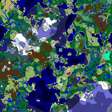 Predicted biome map of Java 1.20 seed -4102618291634883198 around estimated spawn