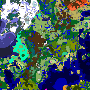 Predicted biome map of Java 1.20 seed -6202649061396178756 around estimated spawn