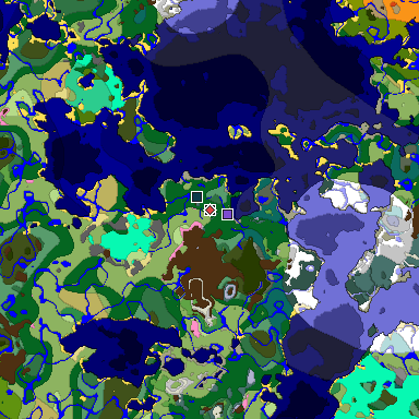 Predicted biome map of Java 1.20 seed 1561226437548844815 around estimated spawn