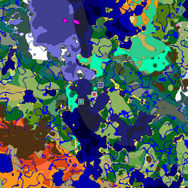 Predicted biome map of Java 1.20 seed 2171852829418033612 around estimated spawn