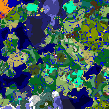 Predicted biome map of Java 1.20 seed -1731496691931746282 around estimated spawn