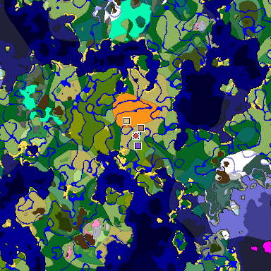 Predicted biome map of Java 1.20 seed 358120372830278191 around estimated spawn