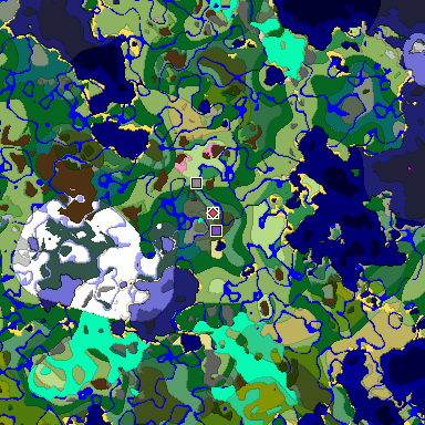 Predicted biome map of Java 1.20 seed -2274607232960719287 around estimated spawn