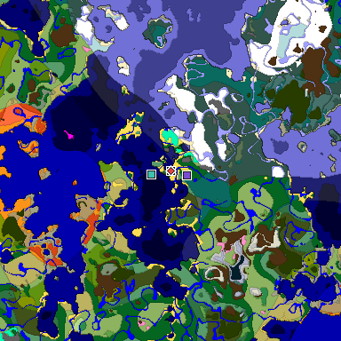 Predicted biome map of Java 1.20 seed -8252337619685517763 around estimated spawn