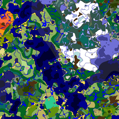 Predicted biome map of Java 1.20 seed -6708039551825823713 around estimated spawn