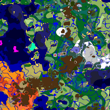 Predicted biome map of Java 1.20 seed 5421838491598536872 around estimated spawn