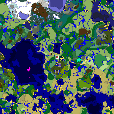Predicted biome map of Java 1.20 seed 8237252575348492895 around estimated spawn