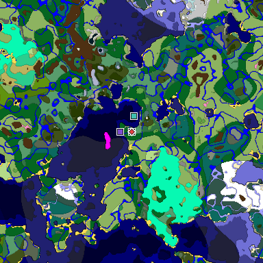 Predicted biome map of Java 1.20 seed -1694534190481347731 around estimated spawn
