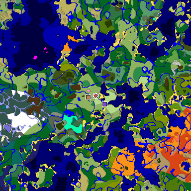 Predicted biome map of Java 1.20 seed -8573984468058681688 around estimated spawn